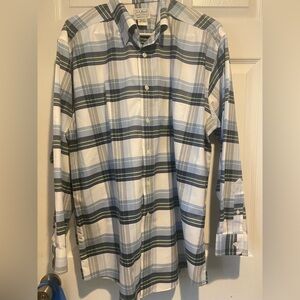 L.L. Bean White and Blue Striped Button Down Shirt